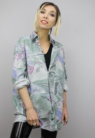VINTAGE 80S/90S OVERSIZED PATTERNED SHIRT