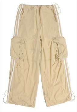 Cargo pocket joggers utility pants skater trousers in cream