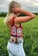 BURGUNDY HANDMADE CROCHET SHOULDER TOTE BAG FOR SUMMER