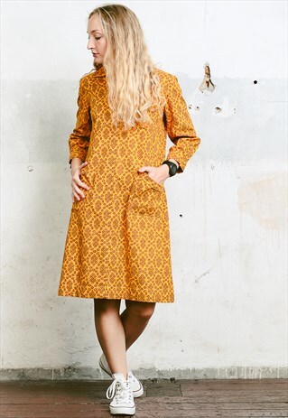 VINTAGE 60S FLORAL PATTERN MOD DRESS