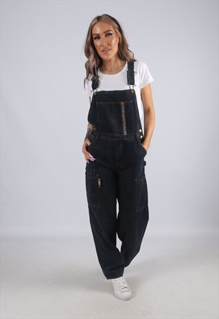 VINTAGE DENIM DUNGAREES WIDE TAPERED SHORT LENGTH UK 8 (41L)