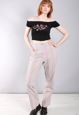 VINTAGE 90S CANDY STRIPE BOOTCUT TROUSERS