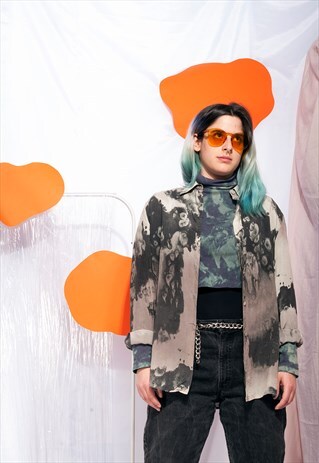 VINTAGE TIE-DYE SHIRT 90S OVERSIZED GRUNGE GREY TOP
