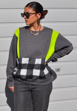 00's vintage reworked Champion fleece colourblock sweatshirt