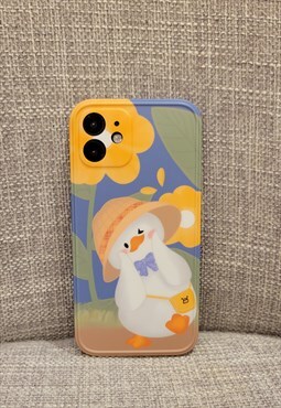 Straw Hat Duck iPhone 12 Case in blue color