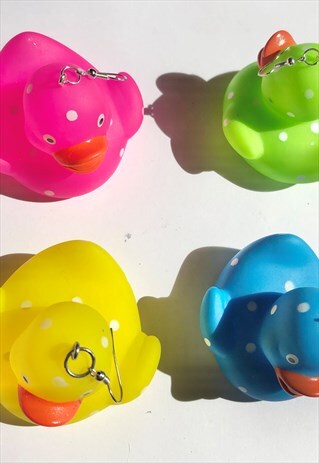 HANDMADE FUNKY FESTIVAL UNISEX COLOURFUL DUCK EARRINGS