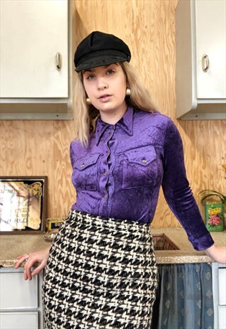 VINTAGE 70S VELVET PURPLE BLOUSE