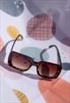 TORTOISE SHELL RECTANGLE BEVELLED SIDE SUNGLASSES