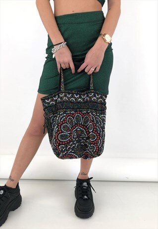 VINTAGE TOTE BEADED BAG IN COTTON