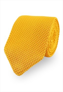 Wedding Handmade Polyester Knitted Tie In Mustard Yellow