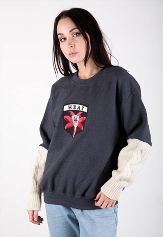REWORKED VINTAGE ARAN SLEEVE SWEATER