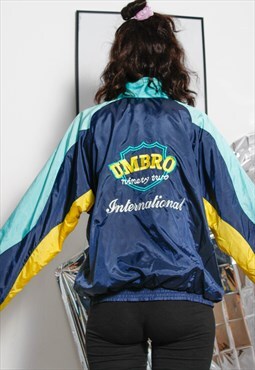 90s sports y2k goth blue Umbro nylon track suit jacket