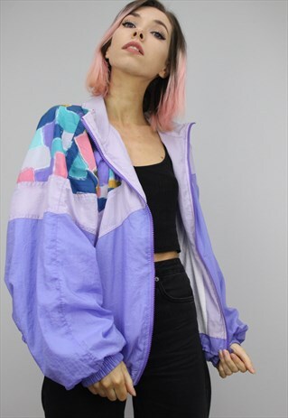 VINTAGE 80S/90S OVERSIZED PATTERNED SHELL WINDBREAKER JACKET