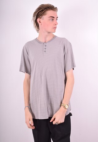 LEVI'S MENS VINTAGE T-SHIRT TOP XL GREY STRIPES 90'S