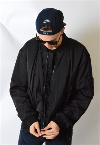 BLACK MINIMALIST SHELL BOMBER JACKET