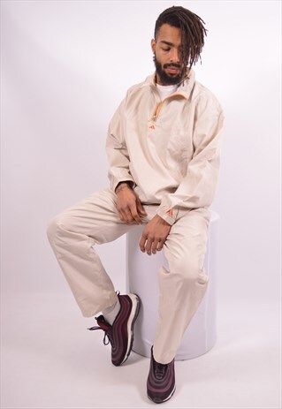 ADIDAS MENS VINTAGE FULL TRACKSUIT LARGE BEIGE 90S