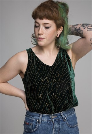 VINTAGE DEEP GREEN VELVET VEST
