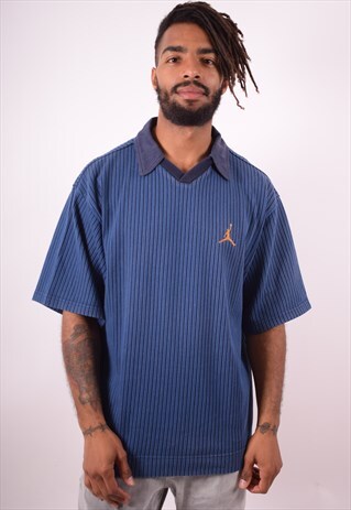 NIKE MENS VINTAGE JORDAN POLO SHIRT LARGE BLUE 90S