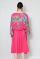 GEORGREDE OF PARIS PINK LADIES BATWING VINTAGE 70'S DRESS