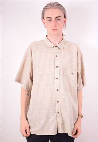 PATAGONIA MENS VINTAGE SHIRT XL BEIGE CHECK 90S