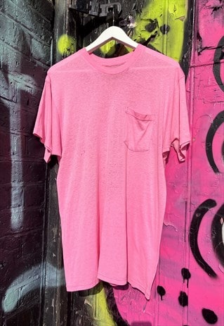 PAPER THIN PINK MENS POCKET TEE VINTAGE 90S MEDIUM 