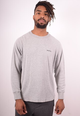 NAUTICA MENS VINTAGE TOP LONG SLEEVE SMALL GREY 90S