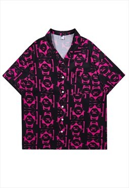 Psycho print shirt old movie graphic top in fluorescent pink