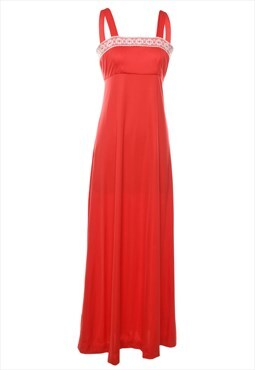 Vintage 1970s Red Lace Maxi Dress - XS