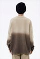 GRADIENT SWEATER KNITTED TIE-DYE JUMPER ABSTRACT TOP BROWN