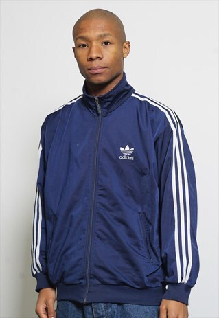 VINTAGE ADIDAS LOGO TRACK JACKET BLUE