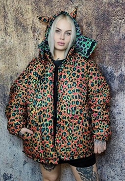 Leopard bomber reversible tiger jacket graffiti puffer