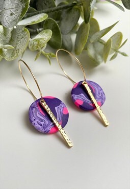 Round Purple hoop earrings 