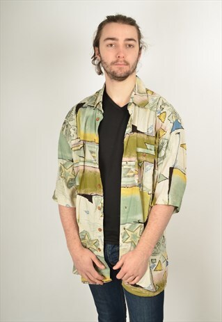 VINTAGE ABSTRACT CRAZY PATTERN SHIRT