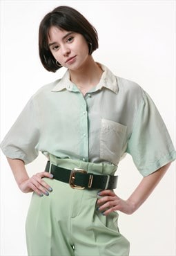 80s Vintage Ombre Seide Sweet Short Sleeve Shirt 1496