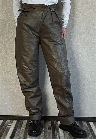 VINTAGE 80S LEATHER TROUSERS IN BROWN