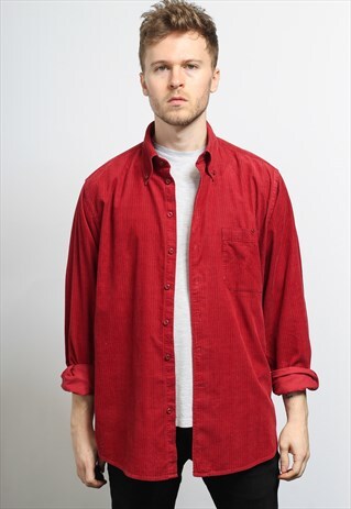 VINTAGE CORDUROY CORD SHIRT RED