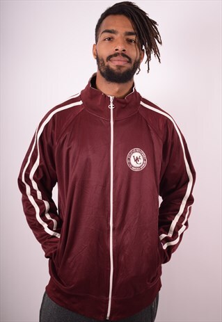 CHAMPION MENS VINTAGE TRACKSUIT TOP JACKET XL MAROON 90S