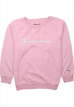 Vintage 90's Champion Sweatshirt Spellout Crew Neck Pink