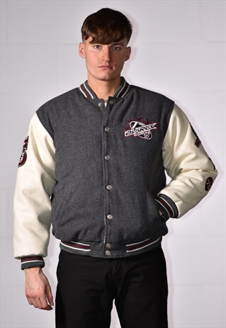 AVIREX LEATHER VARSITY BOMBER JACKET