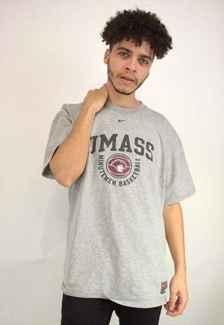 VINTAGE 90'S NIKE 'UMASS' GREY T-SHIRT