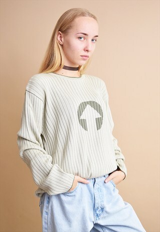 90'S RETRO COZY MONOCHROME NEUTRAL KNIT DADS JUMPER TOP