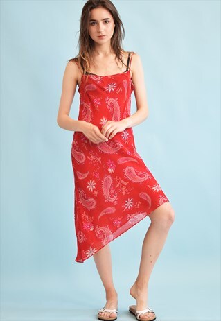 90'S RETRO PAISLEY PRINT KITSCH MIDI DRESS