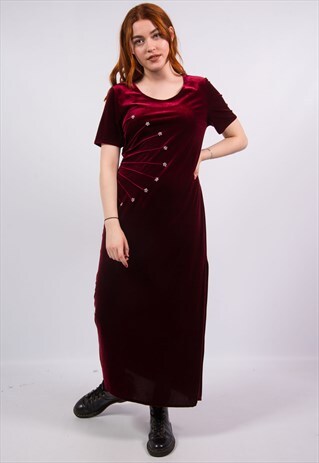 VINTAGE 90'S RED VELVET MAXI DRESS