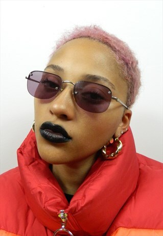 VINTAGE PURPLE FRAMELESS Y2K SUNGLASSES