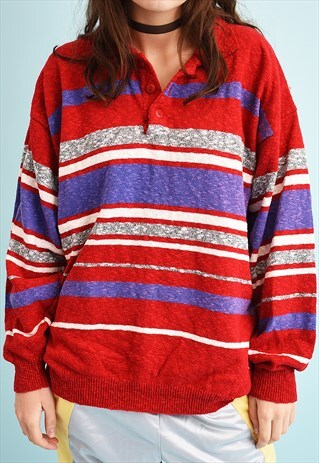 90'S RETRO OVERSIZED STRIPED DADS KNIT JUMPER