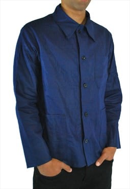 Vintage Workwear Jacket Utility French EU Chore Work Blue 