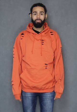 SALE - DISTRESSED ORANGE RETRO FIT HOODIE
