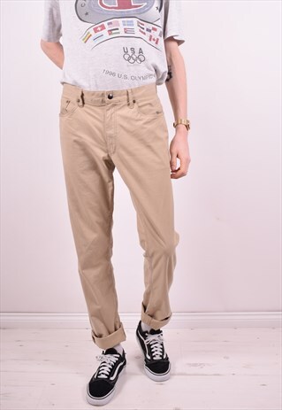 POLO RALPH LAUREN MENS VINTAGE TROUSERS W33 L34 BEIGE 90'S
