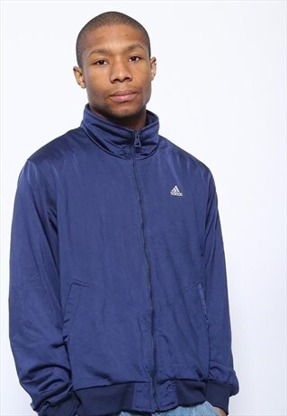 VINTAGE ADIDAS LOGO TRACK JACKET NAVY BLUE