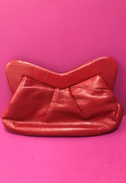 Vintage 80s Andrea Carrano Clutch Bag Red Soft Leather 